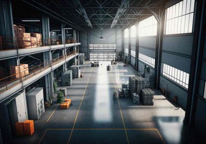 Racks in a warehouse